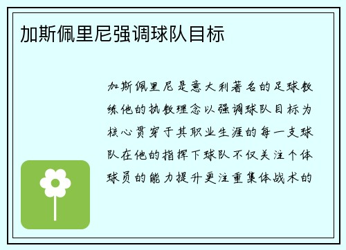加斯佩里尼强调球队目标
